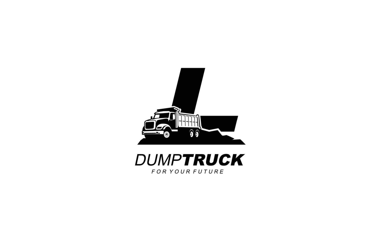 l logo camion à benne basculante pour entreprise de construction. illustration vectorielle de modèle d'équipement lourd pour votre marque. vecteur