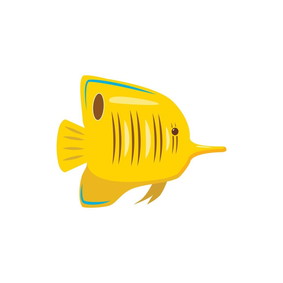 icône de poisson jaune, style cartoon vecteur