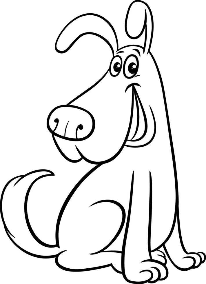 dessin animé chien heureux personnage comique coloriage vecteur