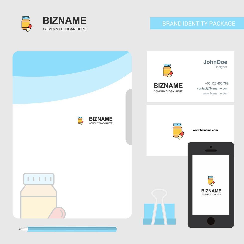 couverture de fichier de logo d'entreprise de médecine carte de visite et illustration vectorielle de conception d'application mobile vecteur