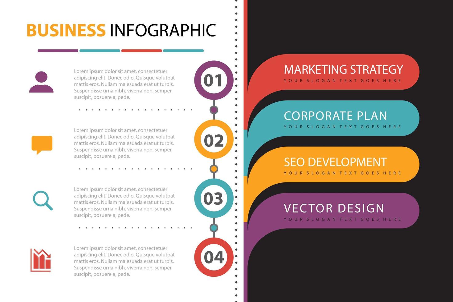 infographie commerciale avec présentation des éléments vecteur