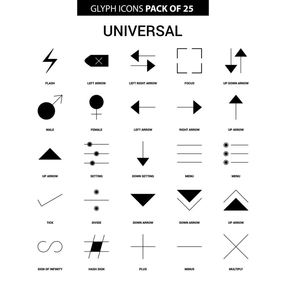 jeu d'icônes vectorielles de glyphe universel vecteur