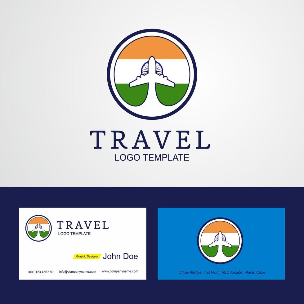 conception de logo et de carte de visite de drapeau de cercle créatif de voyage en inde vecteur