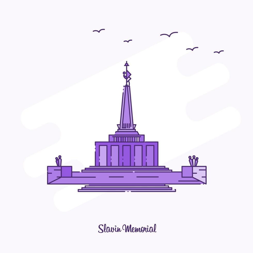 Monument commémoratif de Slavin illustration vectorielle d'horizon en pointillé violet vecteur