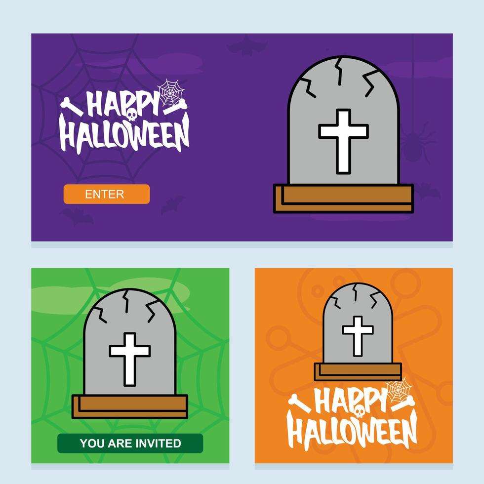 conception d'invitation halloween heureux avec vecteur grave