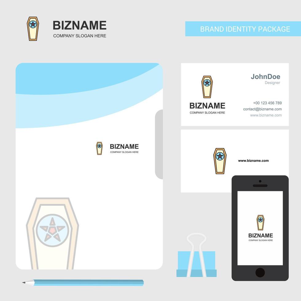 couverture de fichier de logo d'entreprise de cercueil carte de visite et illustration vectorielle de conception d'application mobile vecteur