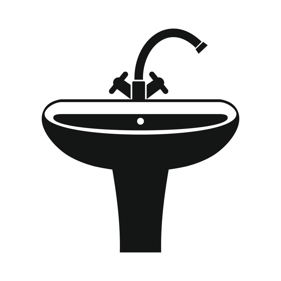 icône simple lavabo noir vecteur