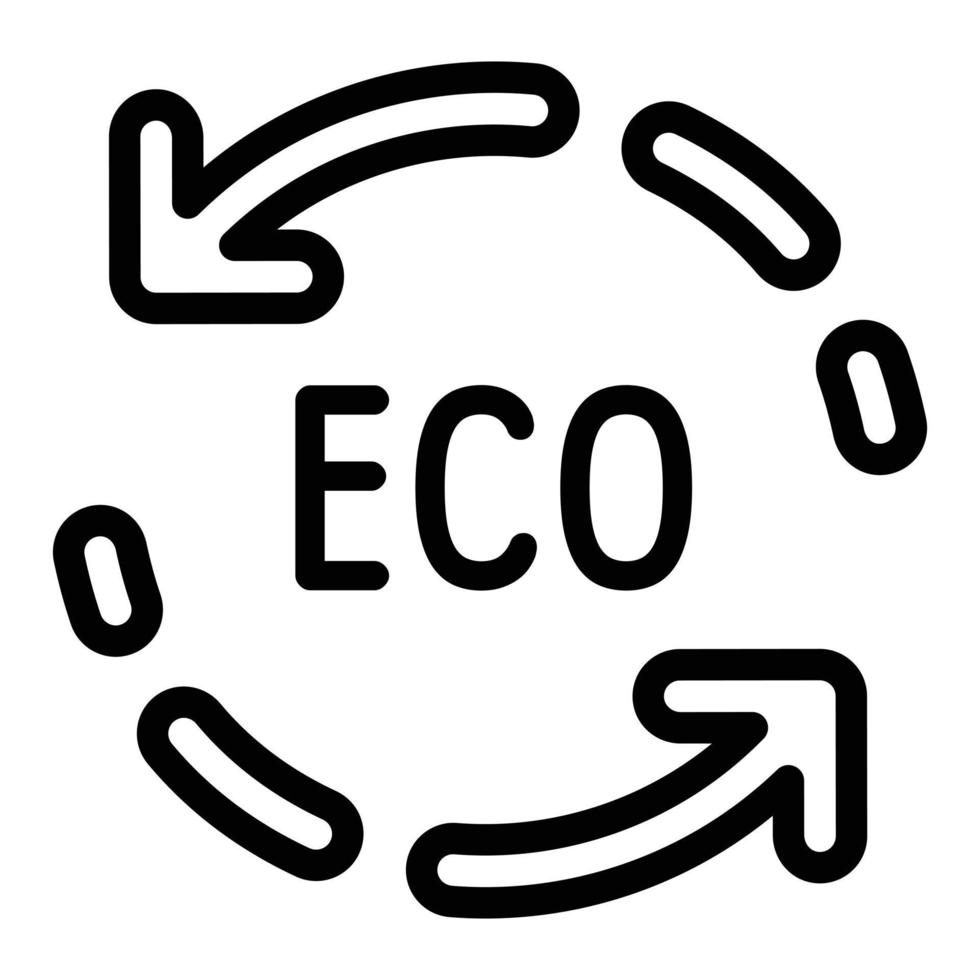 icône de flèche de recyclage écologique, style de contour vecteur