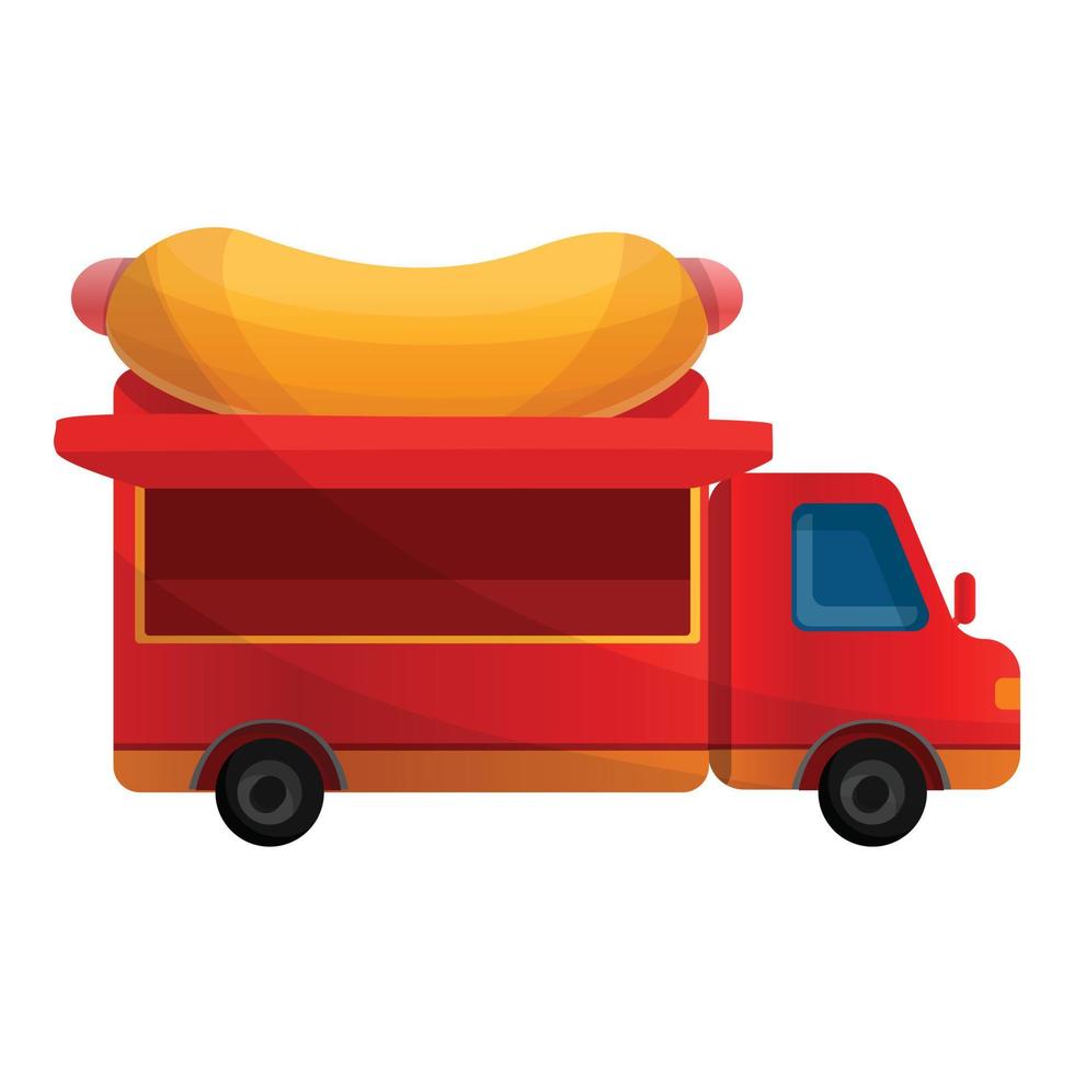 icône de camion de hot-dog, style cartoon vecteur