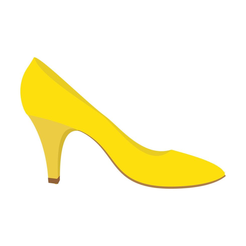 icône de chaussure femme jaune, style plat vecteur
