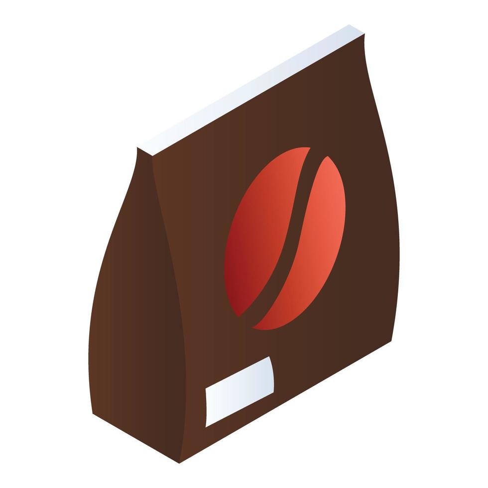 icône de paquet de café noir, style isométrique vecteur