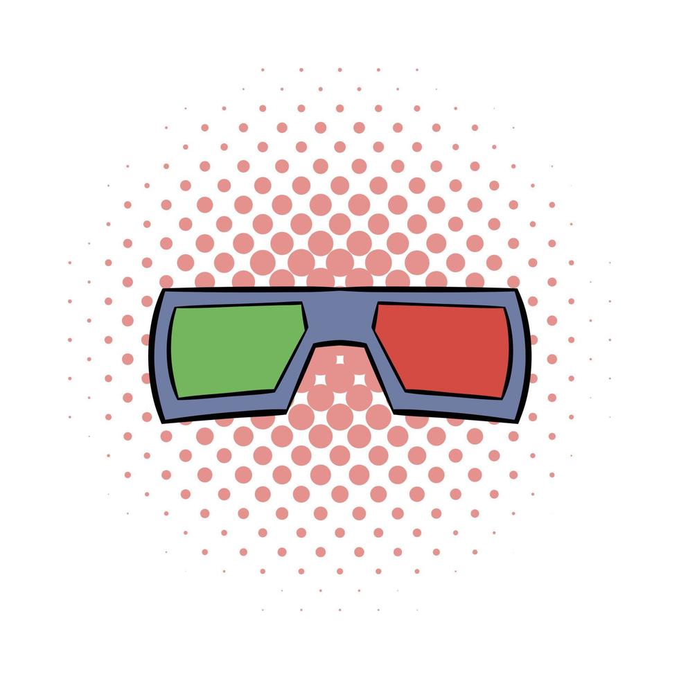 icône de bandes dessinées de lunettes 3d vecteur