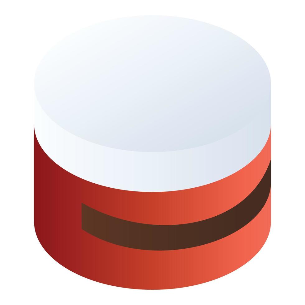 icône de boîte de crème rouge, style isométrique vecteur
