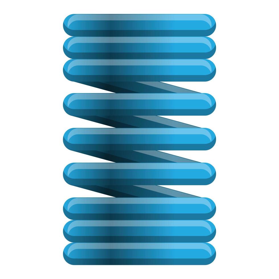 icône de ressort métallique bleu, style cartoon vecteur