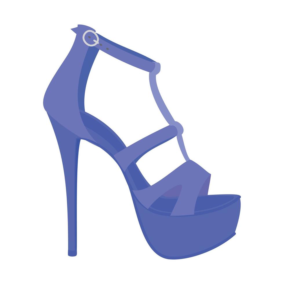 icône de sandale femme bleue, style plat vecteur