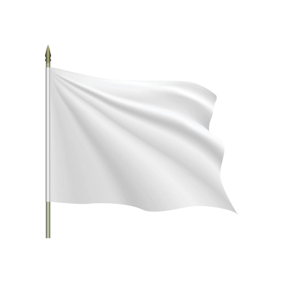 drapeau blanc flottant au vent vecteur