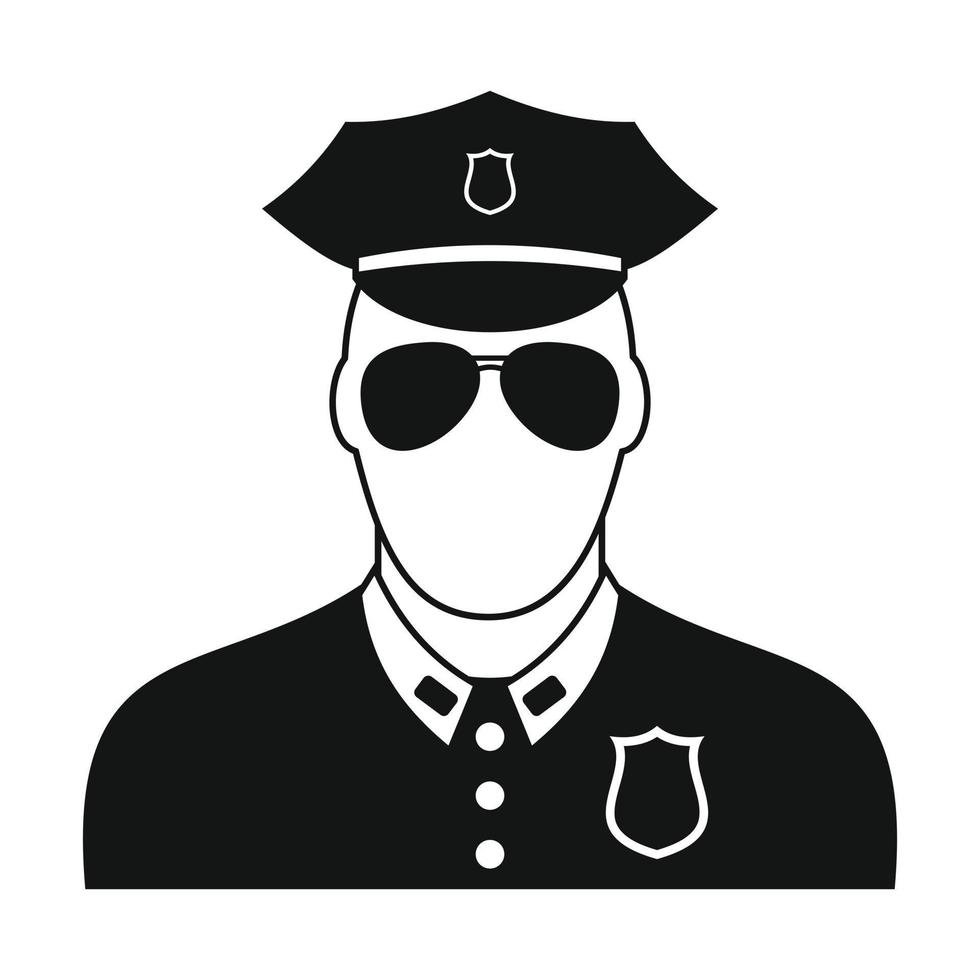 icône noire simple policier vecteur