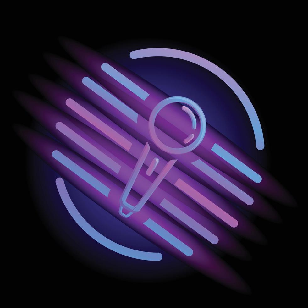 icône de microphone de barre de néon, style cartoon vecteur