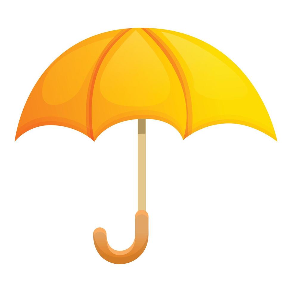 icône de parapluie pluvieux jaune, style cartoon vecteur