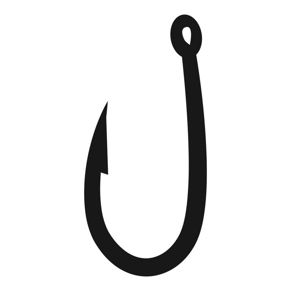 icône de crochet de pêche en métal, style simple vecteur