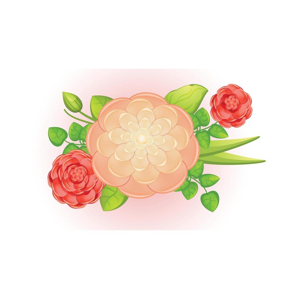 icône de bouquet de camélia de printemps, style cartoon vecteur