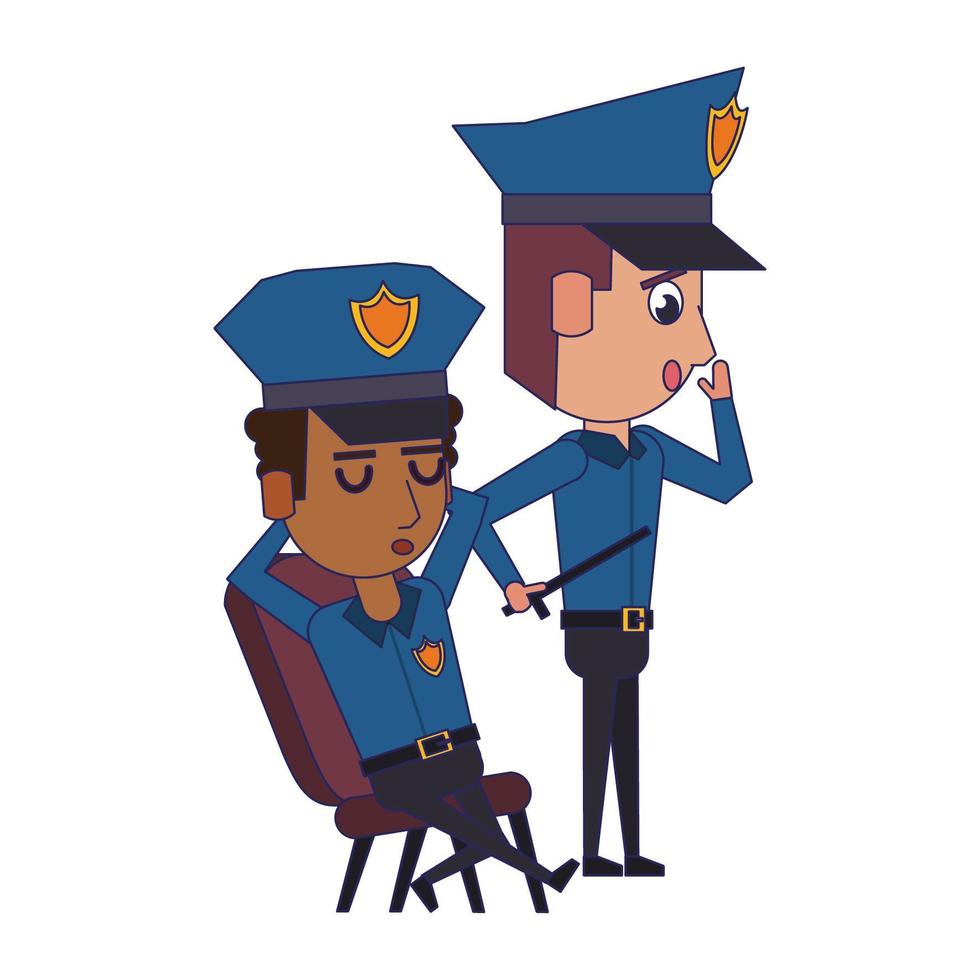personnages de dessins animés de policiers vecteur