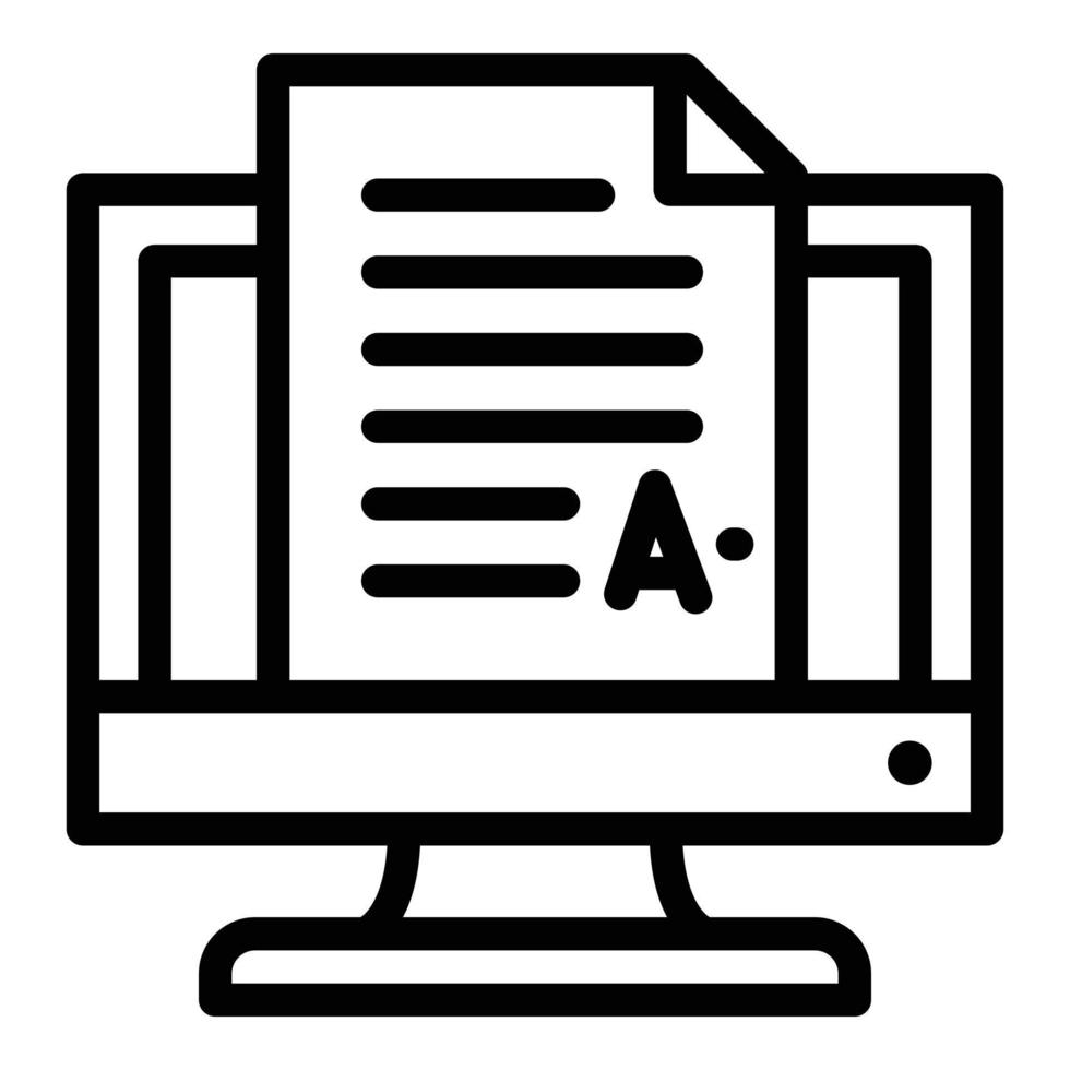 icône de document à l'écran, style de contour vecteur