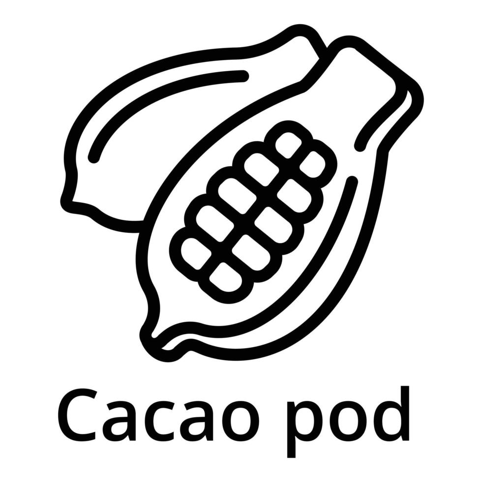 icône de cosse de cacao, style de contour vecteur