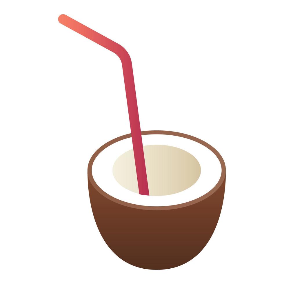 icône de cocktail de noix de coco, style isométrique vecteur