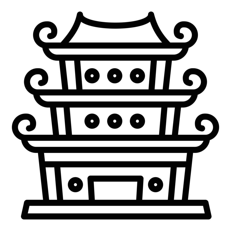 icône de temple chinois, style de contour vecteur