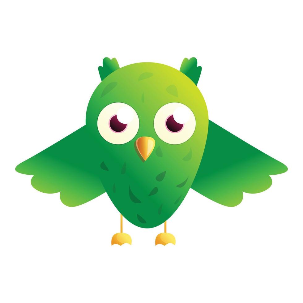 icône de hibou heureux vert, style cartoon vecteur