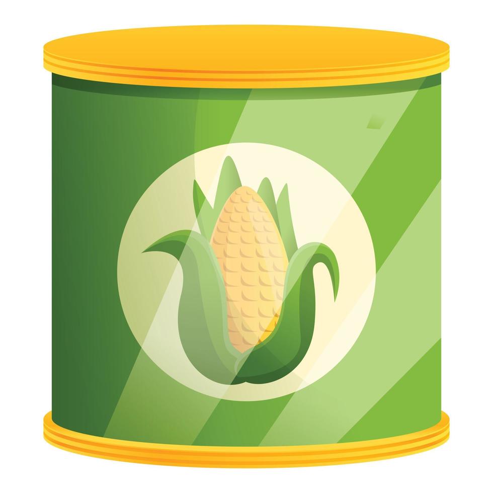 icône de boîte de conserve de maïs, style cartoon vecteur