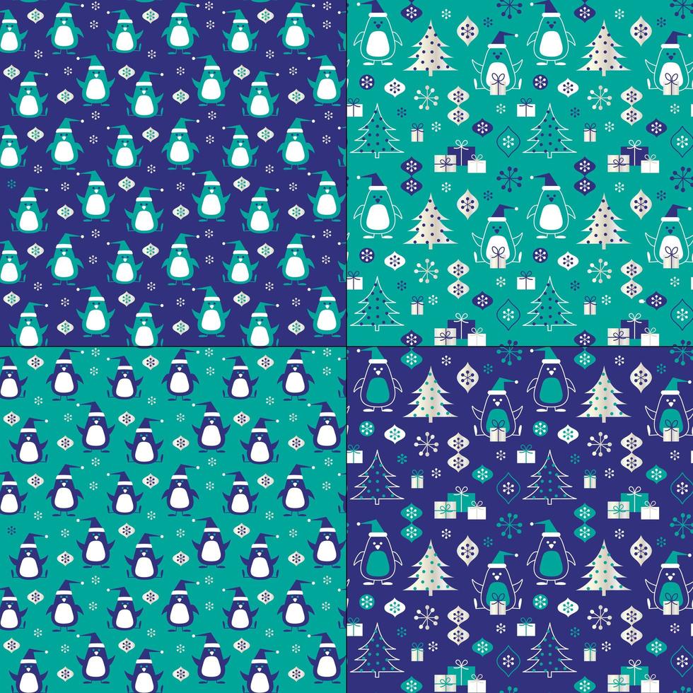 motifs de noël pingouin vecteur