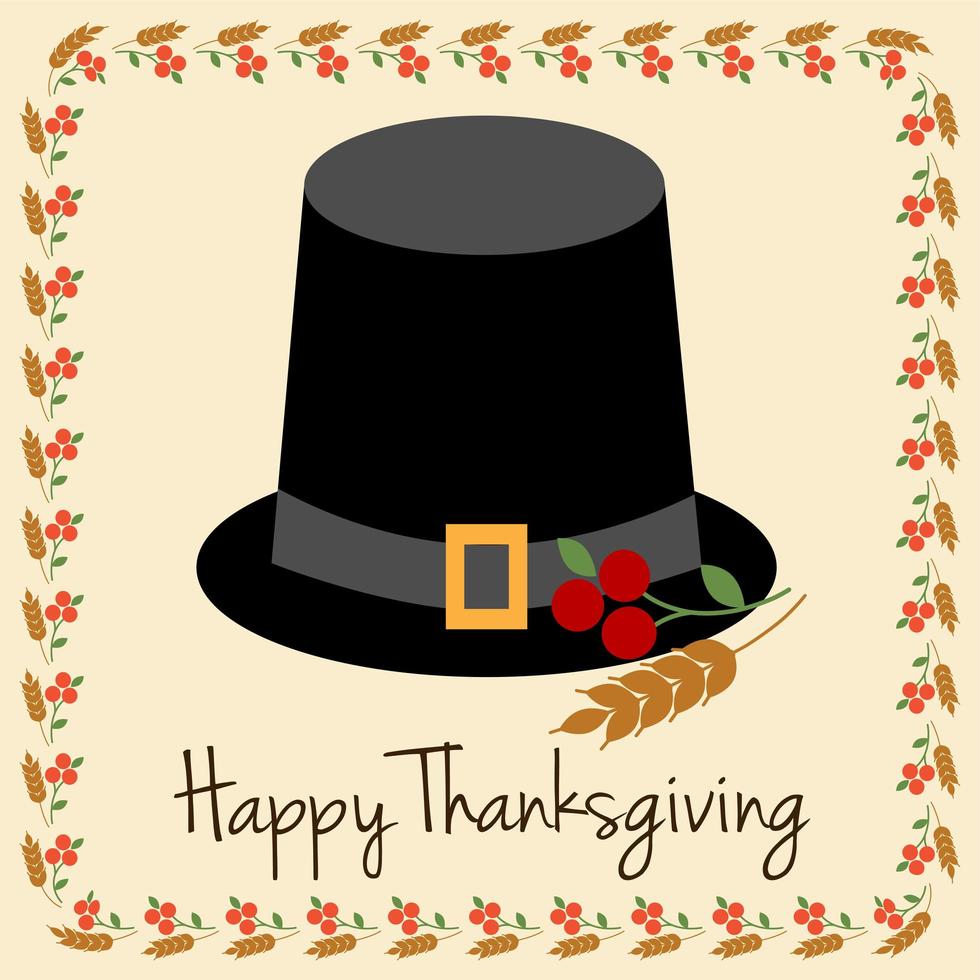 conception de joyeux thanksgiving avec chapeau de pèlerin vecteur
