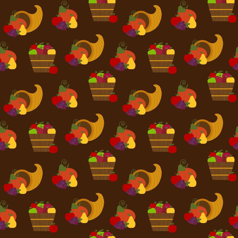 motif de corne d'abondance et de fruits de Thanksgiving sans soudure vecteur