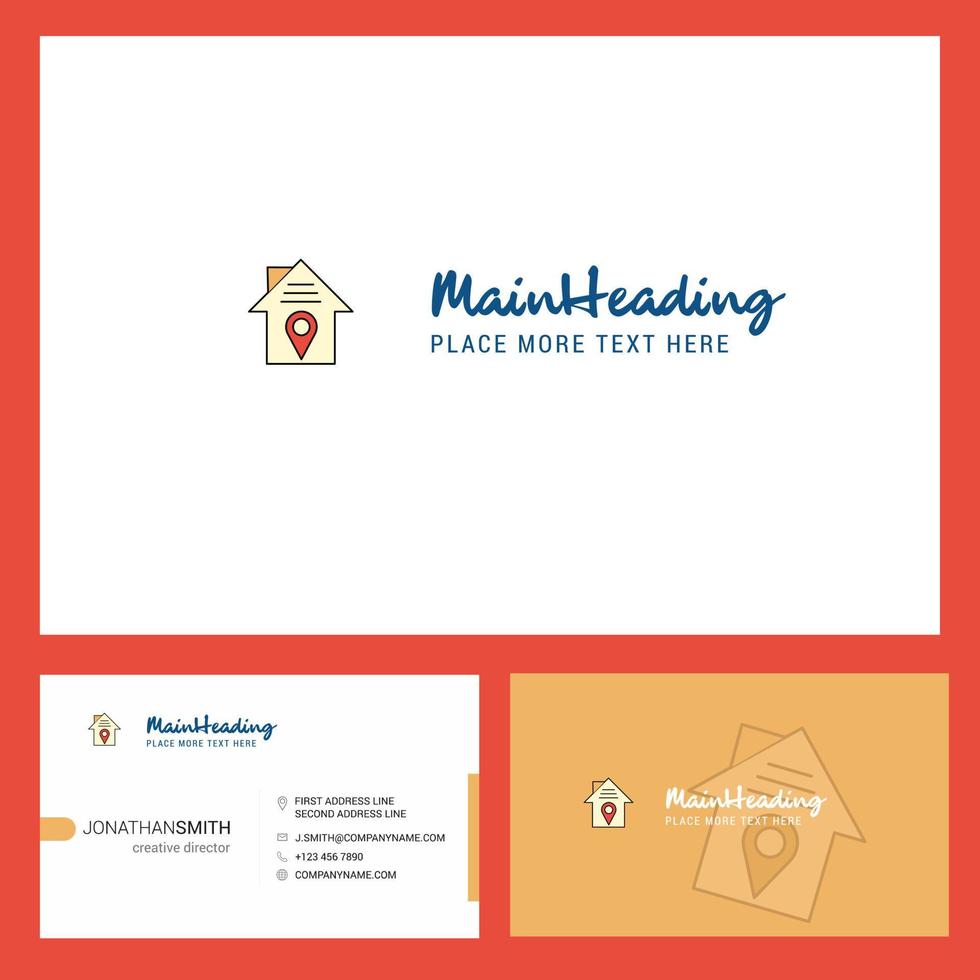 création de logo de localisation de maison avec slogan avant et arrière modèle de carte busienss conception créative vectorielle vecteur