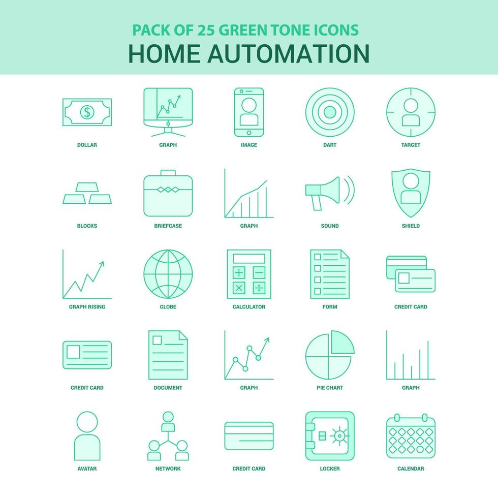25 jeu d'icônes domotique verte vecteur