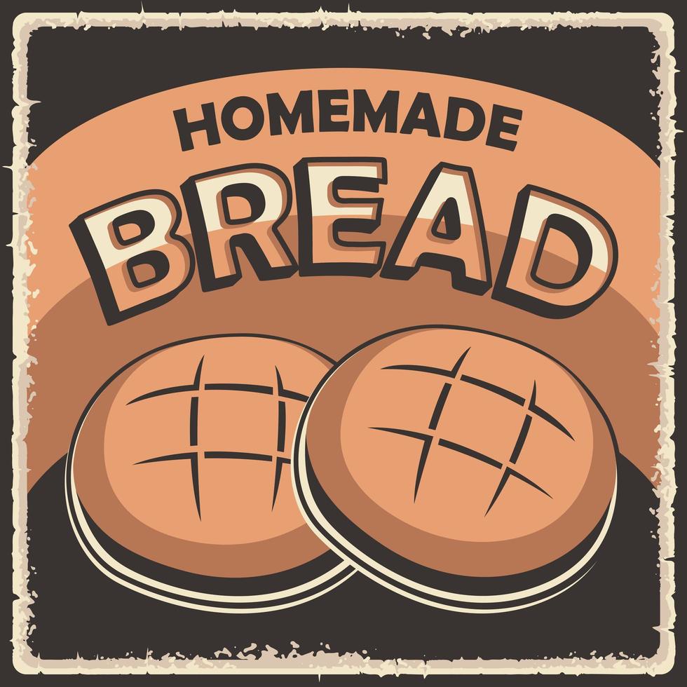 affiche vintage rétro de pain fait maison vecteur