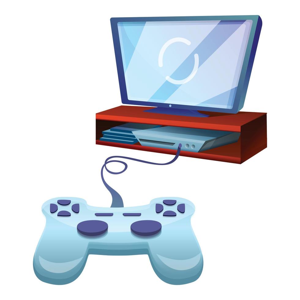 icône de console tv joystick, style cartoon vecteur
