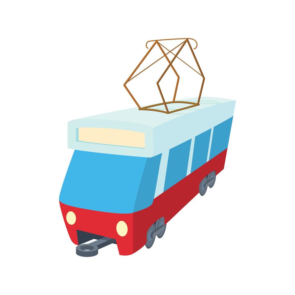 icône de tram rouge, style cartoon vecteur