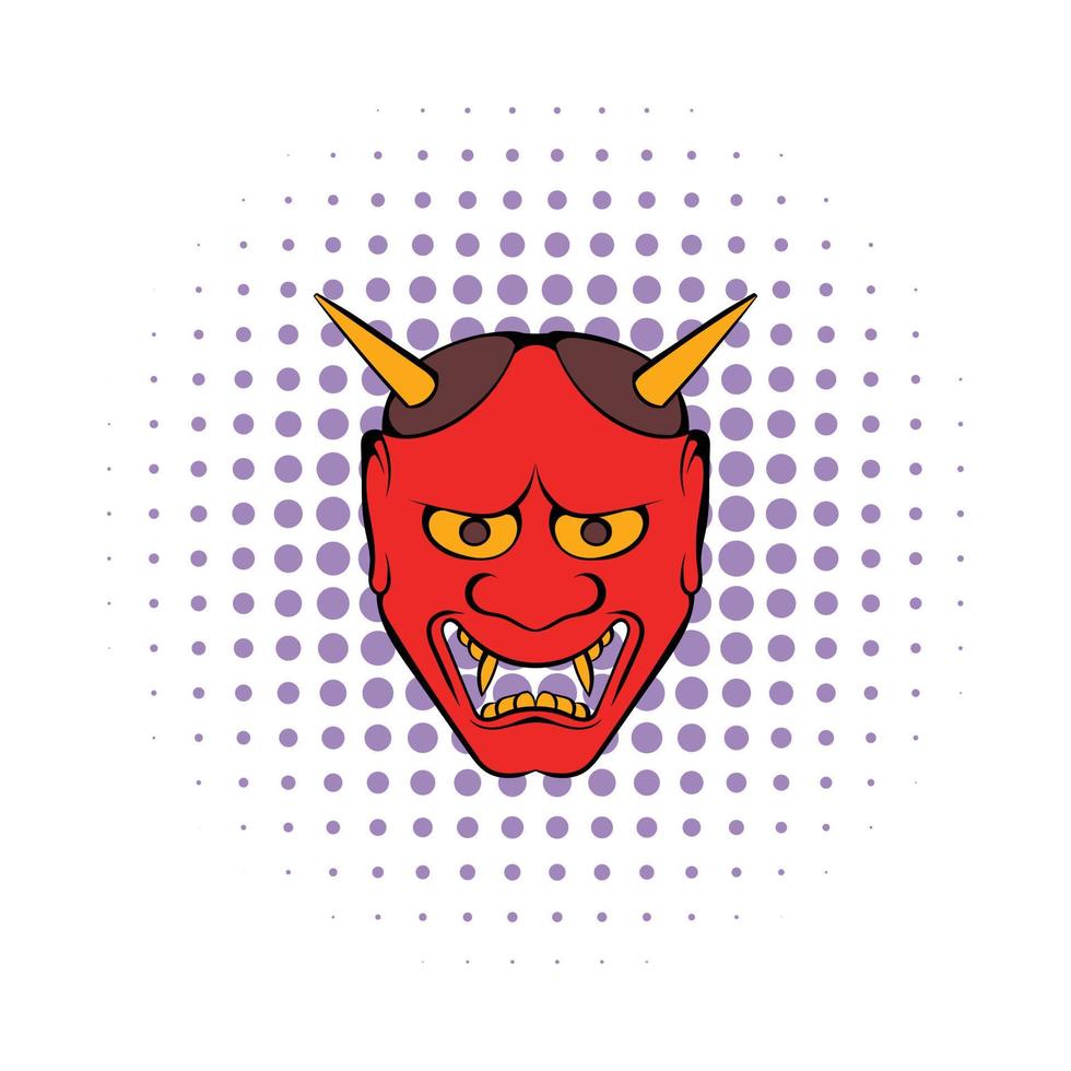 icône de masque hannya, style bande dessinée vecteur