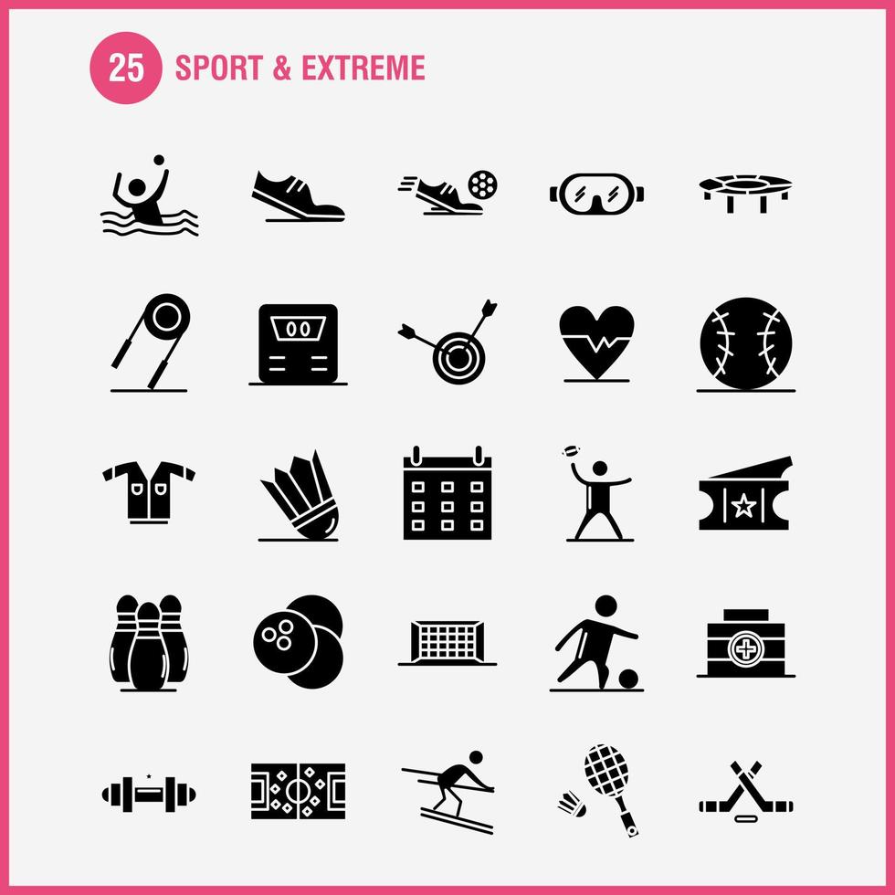 sport et icônes de glyphes solides extrêmes définies pour l'infographie le kit uxui mobile et la conception d'impression incluent le ballon de football net jeu de football de sport jeu d'icônes de football de sport vecteur