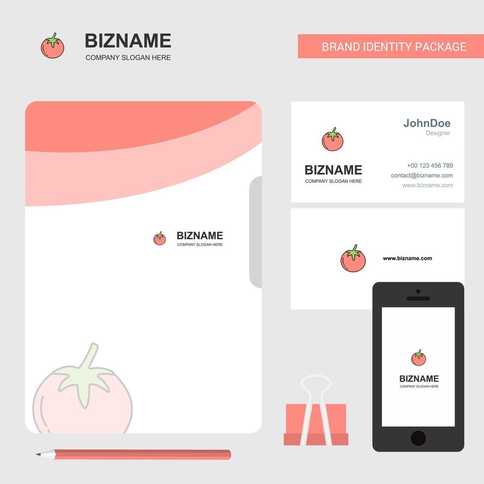 couverture de fichier de logo d'entreprise de tomate carte de visite et illustration vectorielle de conception d'application mobile vecteur