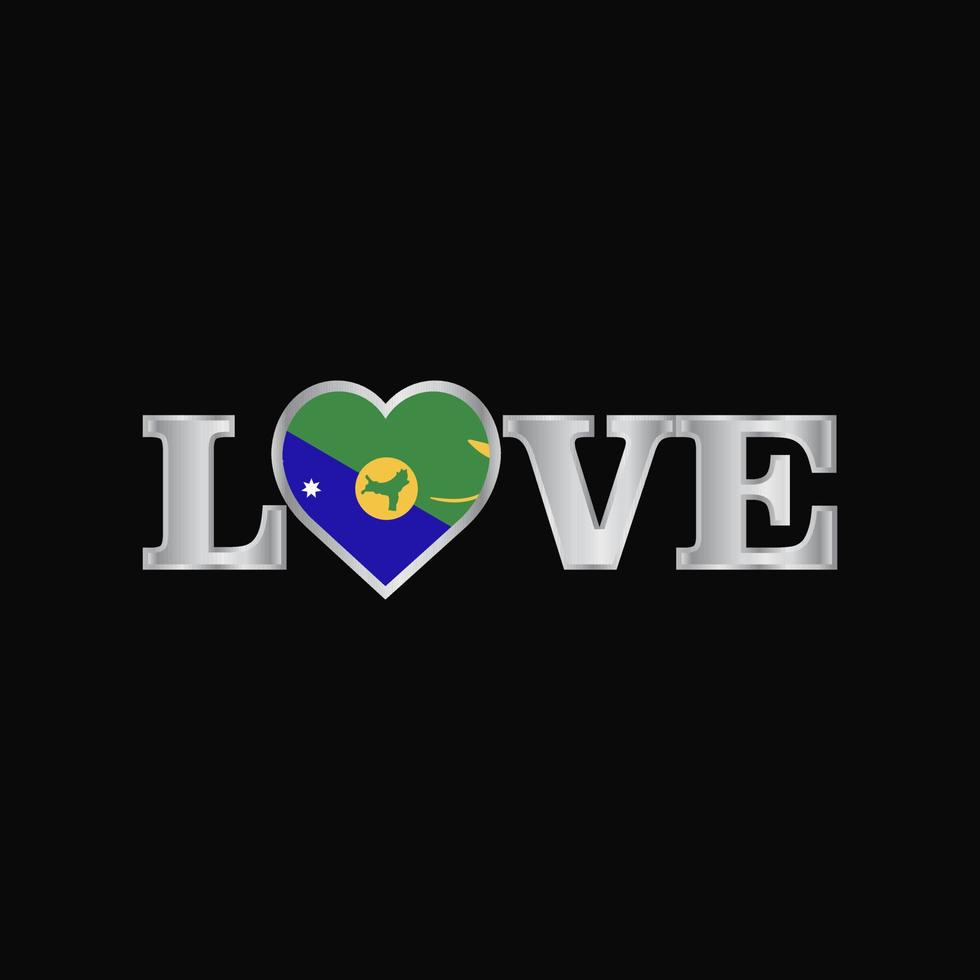 typographie d'amour avec vecteur de conception de drapeau de l'île de noël