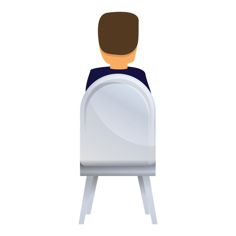 vue arrière, homme, sur, chaise, icône, dessin animé, style vecteur