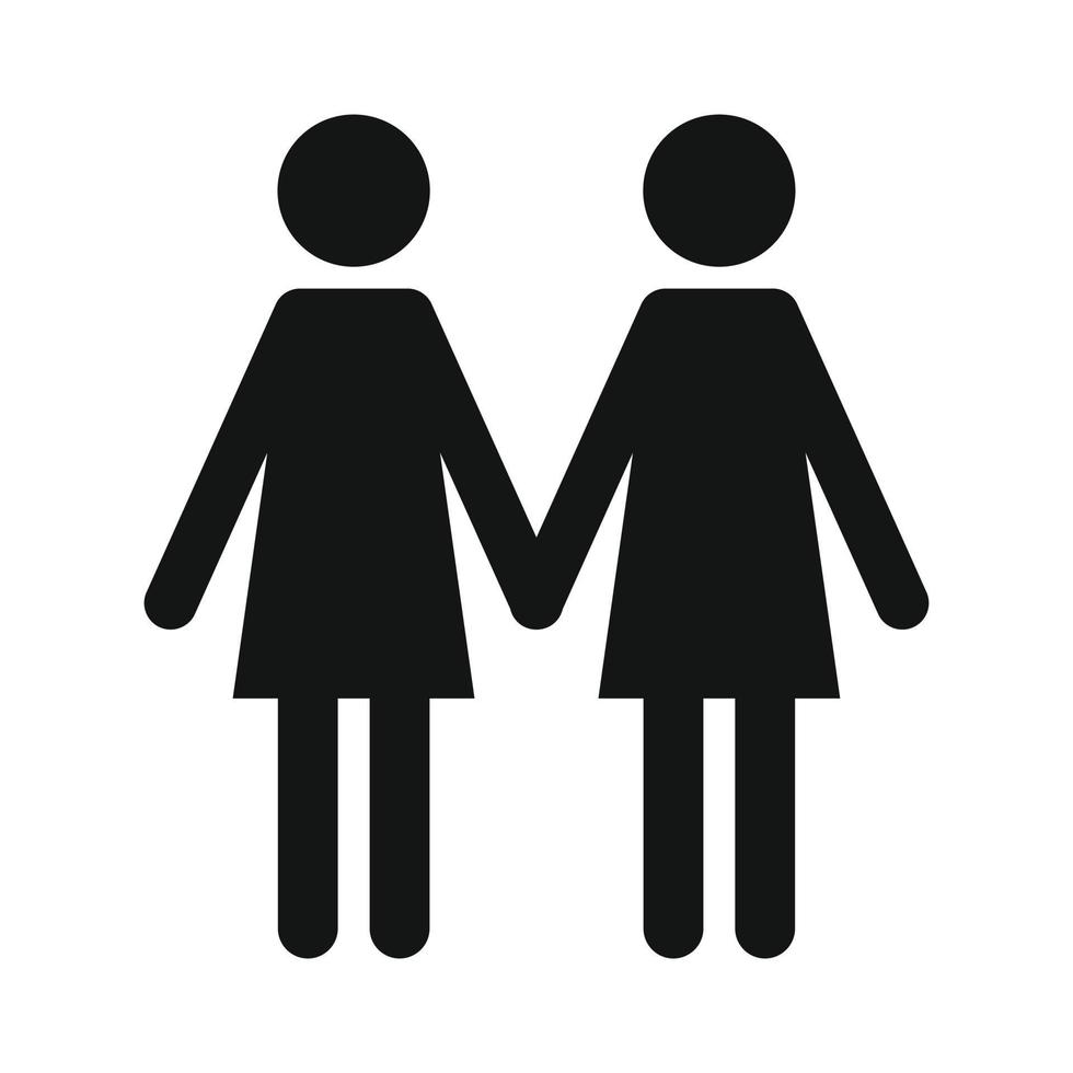 icône simple noire de deux femmes vecteur