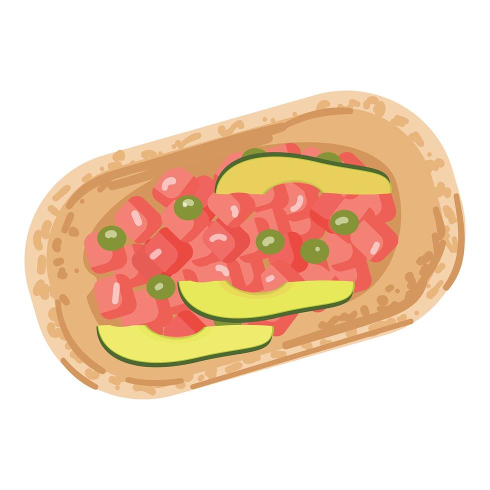 vecteur de dessin animé d'icône de salade de viande d'avocat. nourriture mexicaine