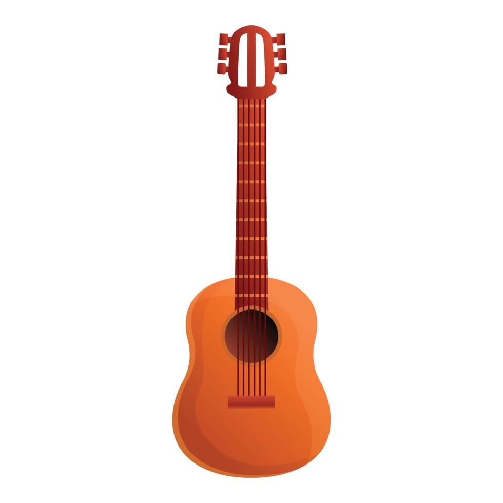 icône de guitare en bois classique, style cartoon vecteur