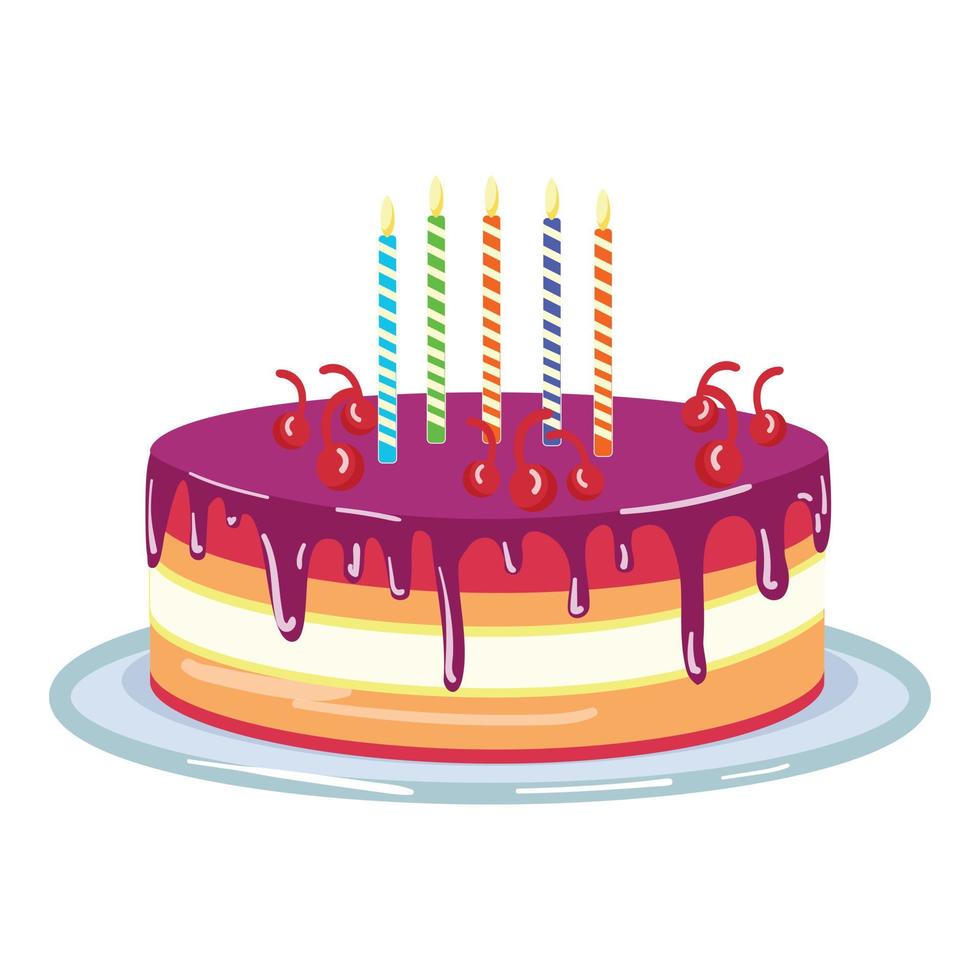 vecteur de dessin animé d'icône de gâteau de joyeux anniversaire. Fête d'anniversaire