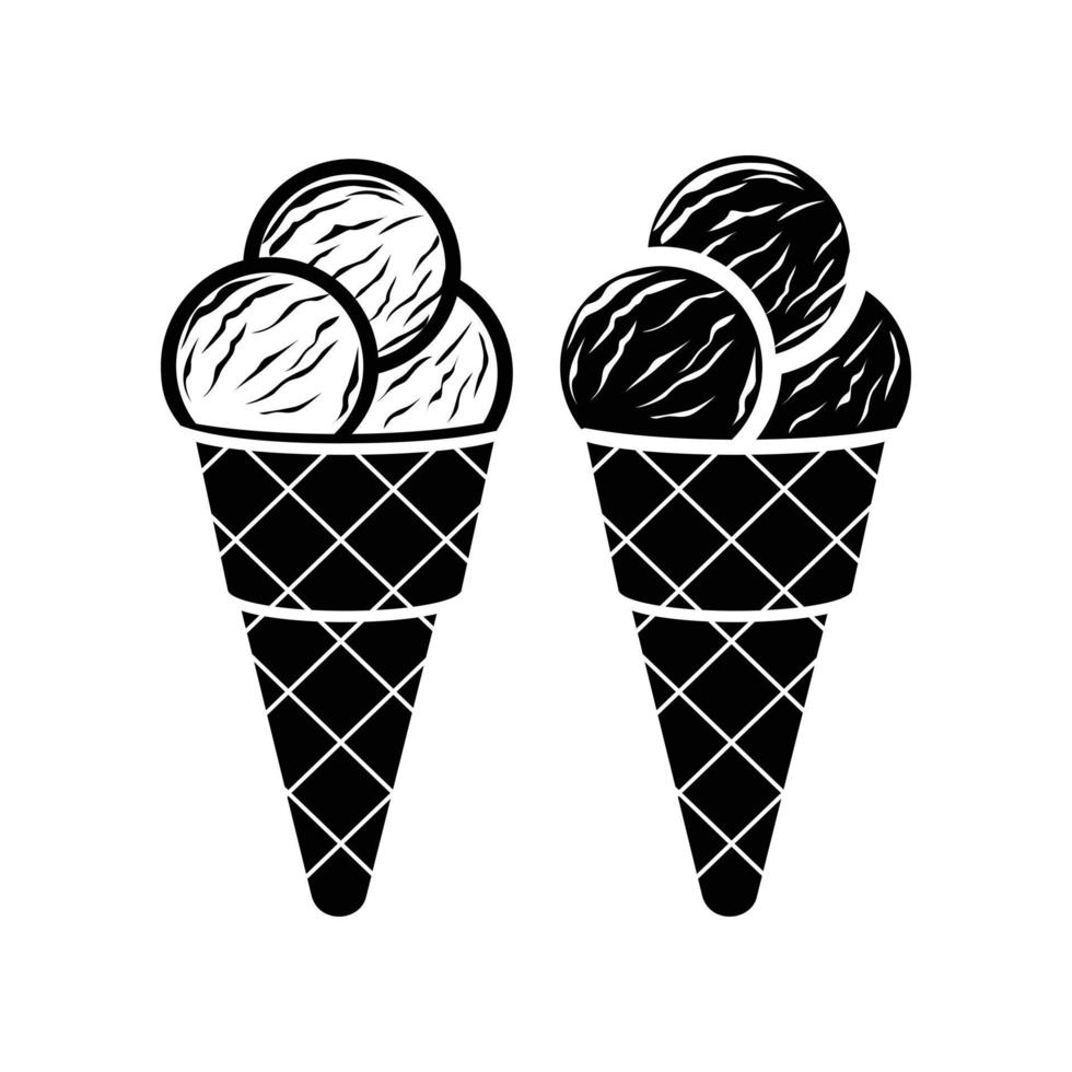 crème glacée en icône de cône, style simple vecteur